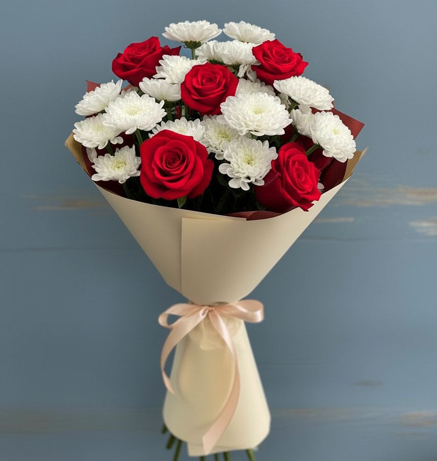 Букет цветов из: Розы и Хризантемы в Верее