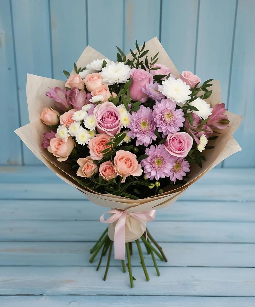 Букет цветов из: Хризантемы, Розы и Альстромерии в Верее