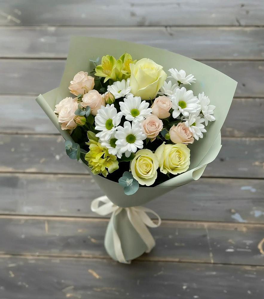 Букет цветов из: Альстромерии, Розы и Хризантемы в Верее