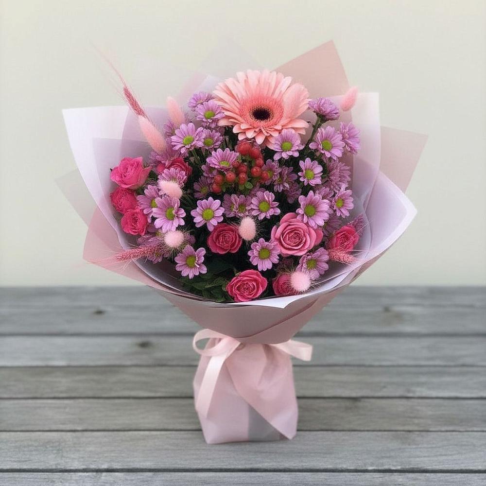 Букет цветов из: Розы, Герберы и Хризантемы в Верее