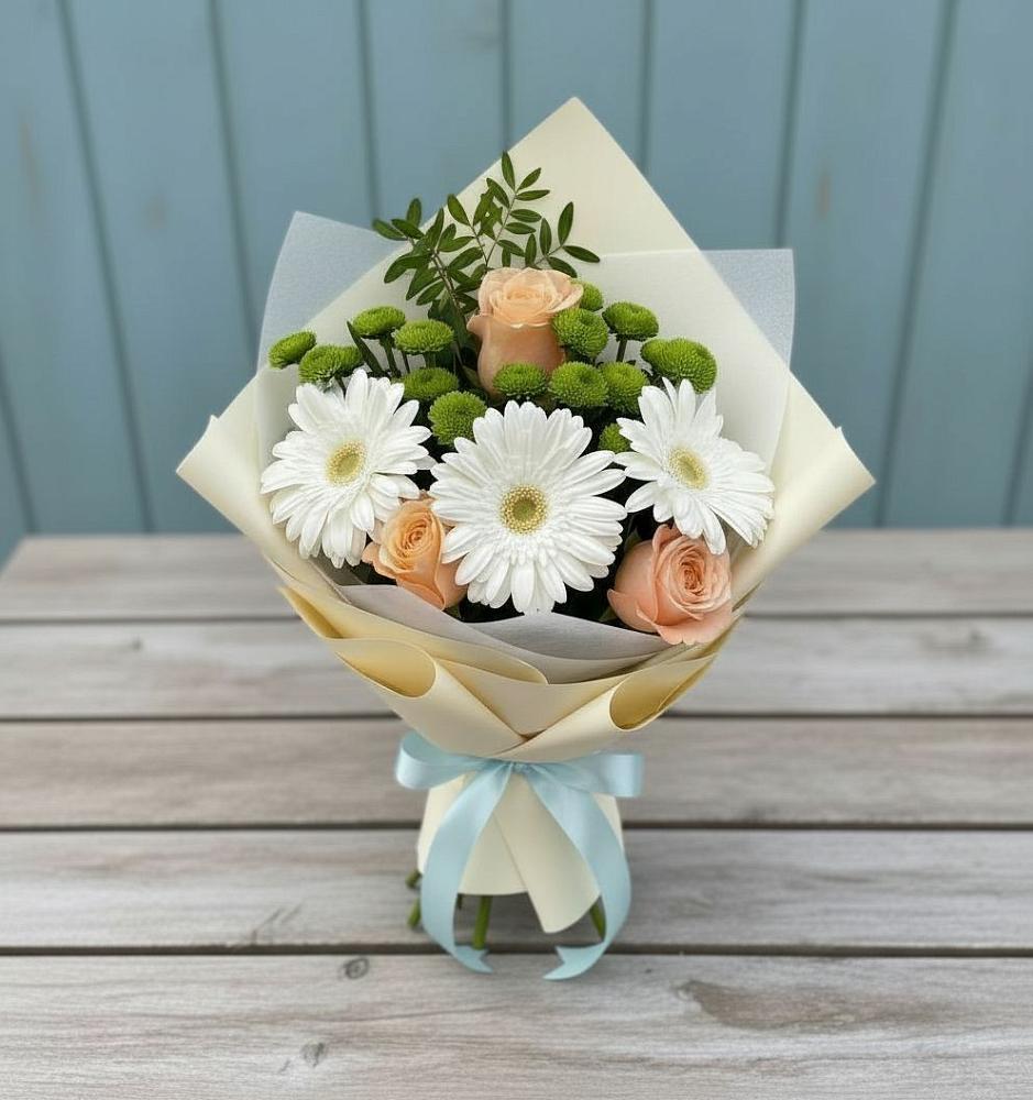 Букет цветов из: Герберы, Розы и Хризантемы в Верее