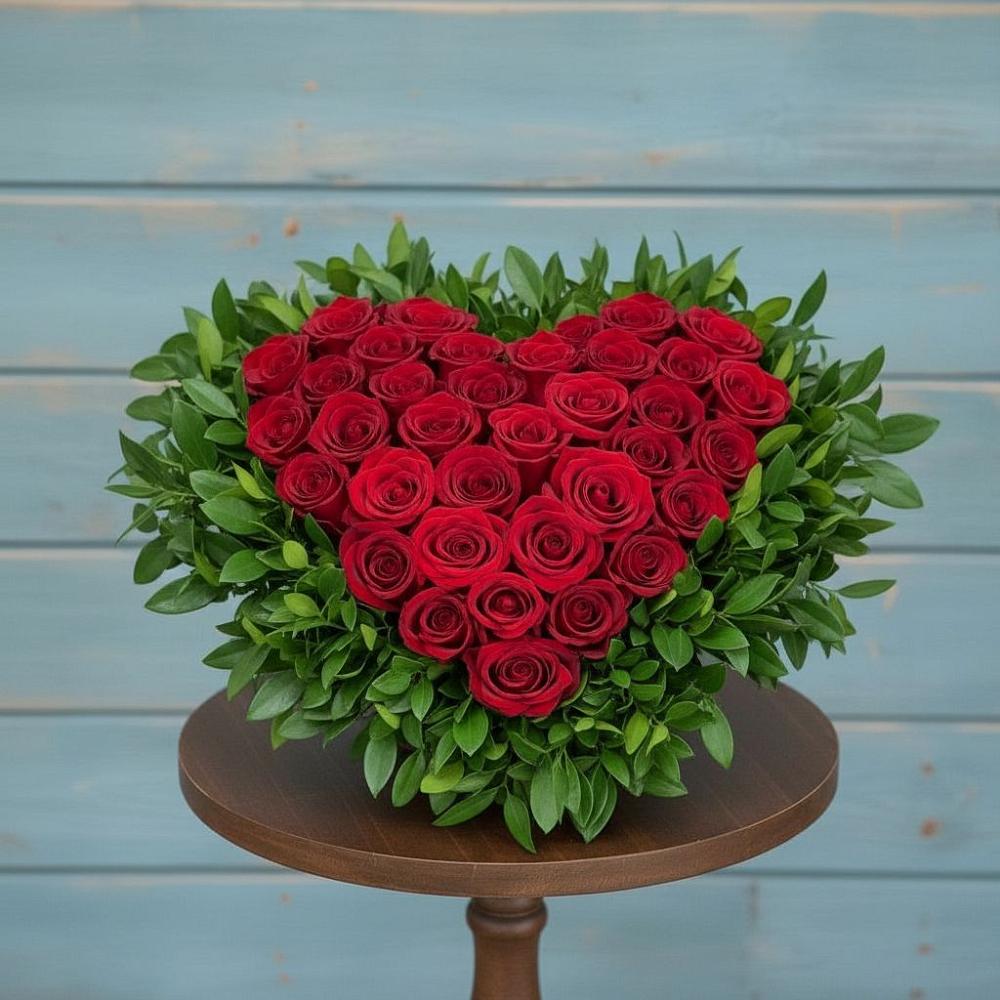 Цветочная композиция из Розы в виде сердца в Верее