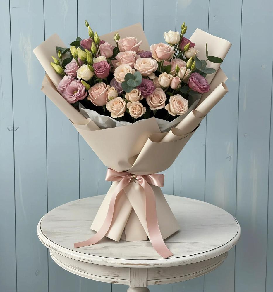 Букет цветов из: Розы и Лизиантусы в Верее