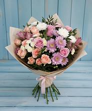 Букет цветов из:  Хризантемы, Розы и Альстромерии в Верее