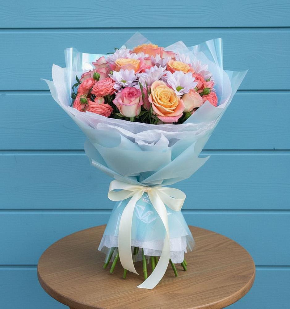 Букет цветов из: Хризантемы и Розы в Верее