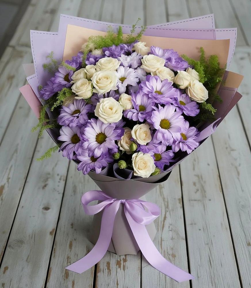 Букет цветов из: Хризантемы и Розы в Верее